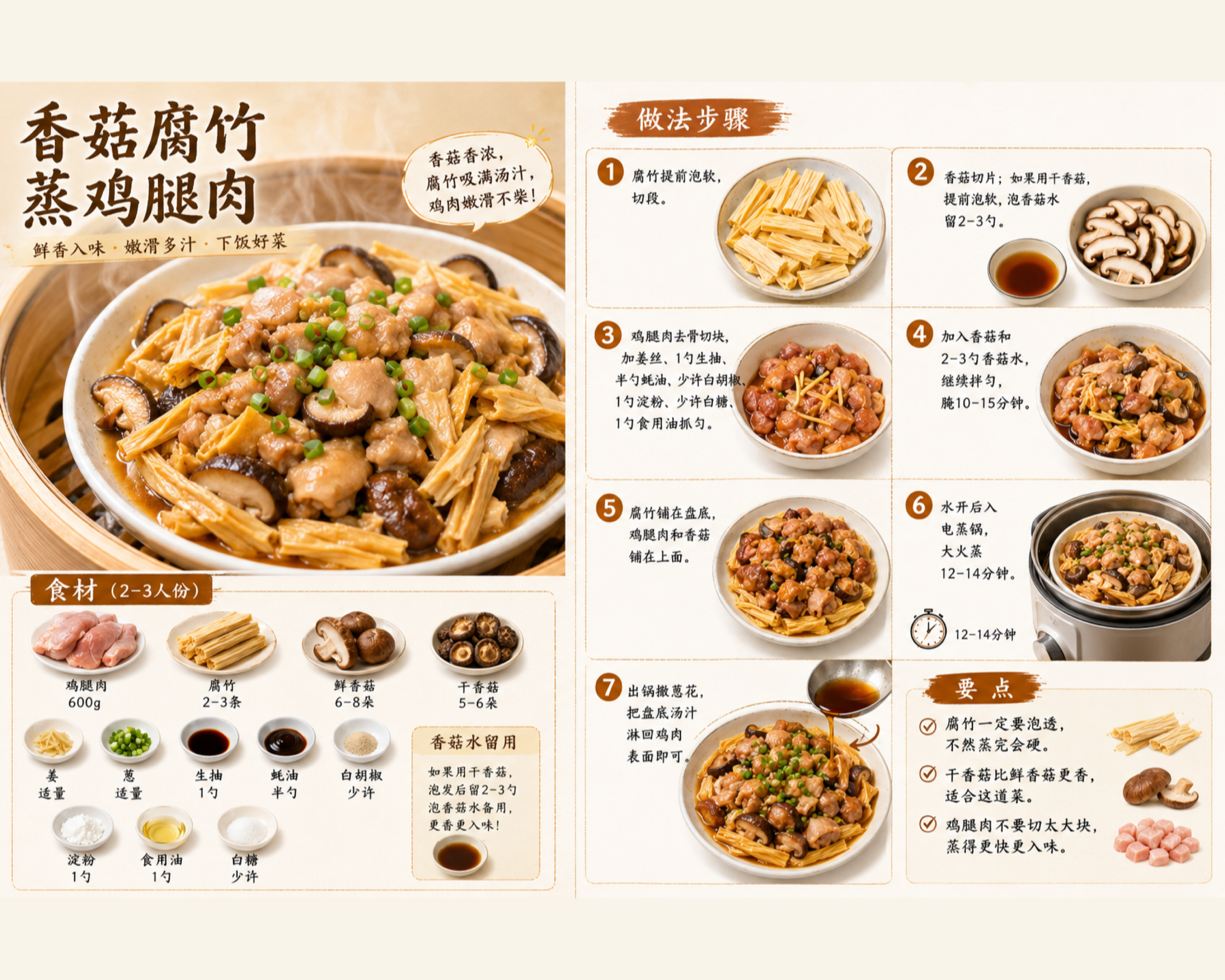 香菇腐竹蒸鸡腿肉