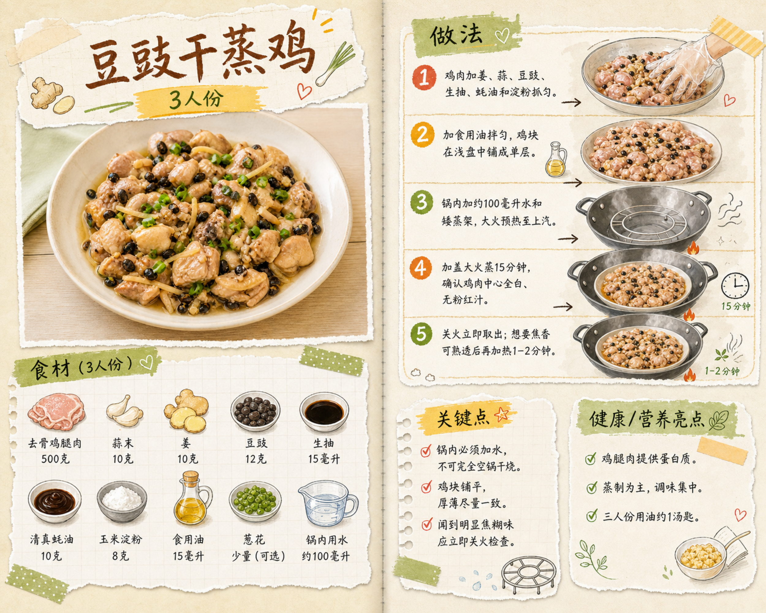豆豉干蒸鸡