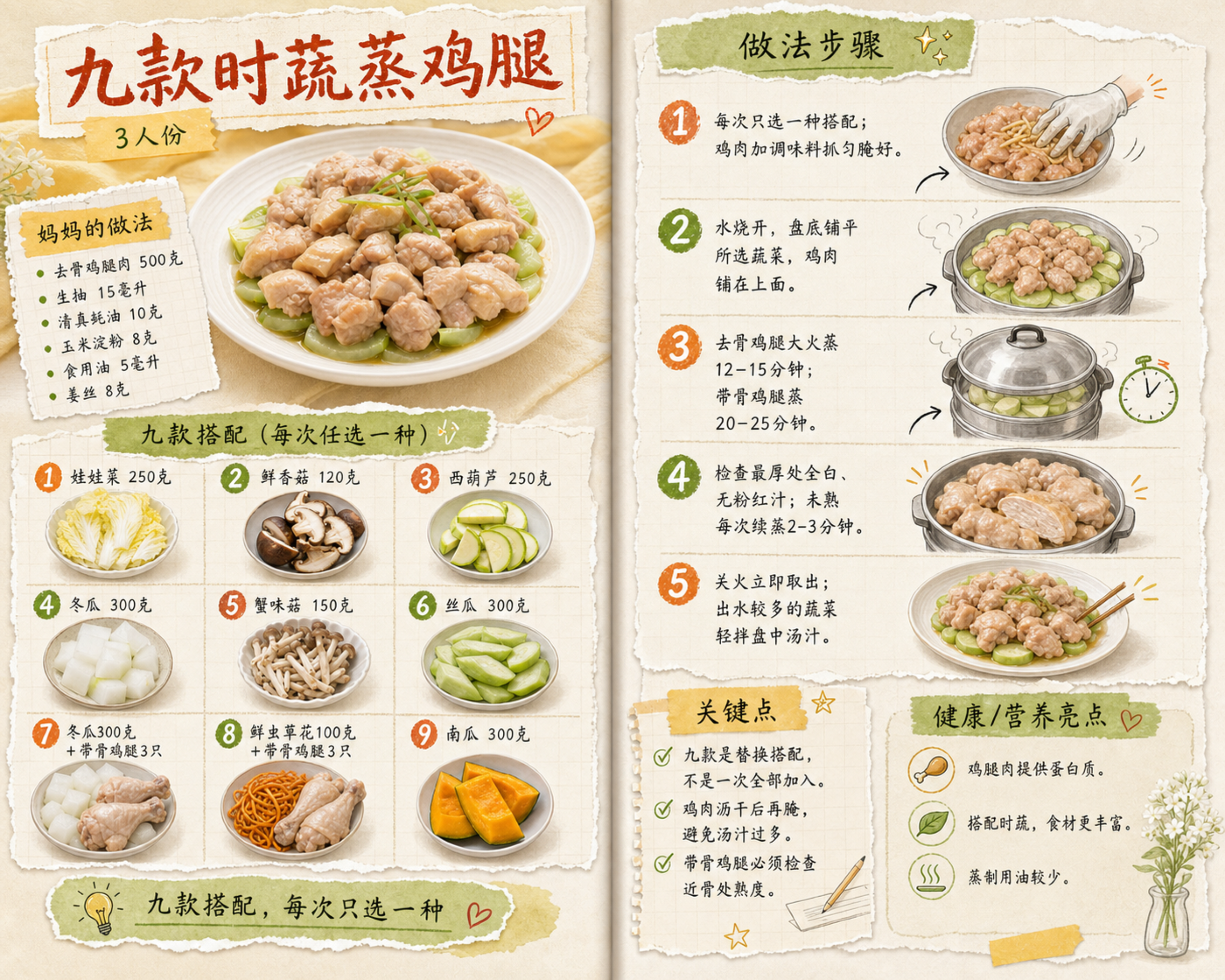 九款时蔬蒸鸡腿