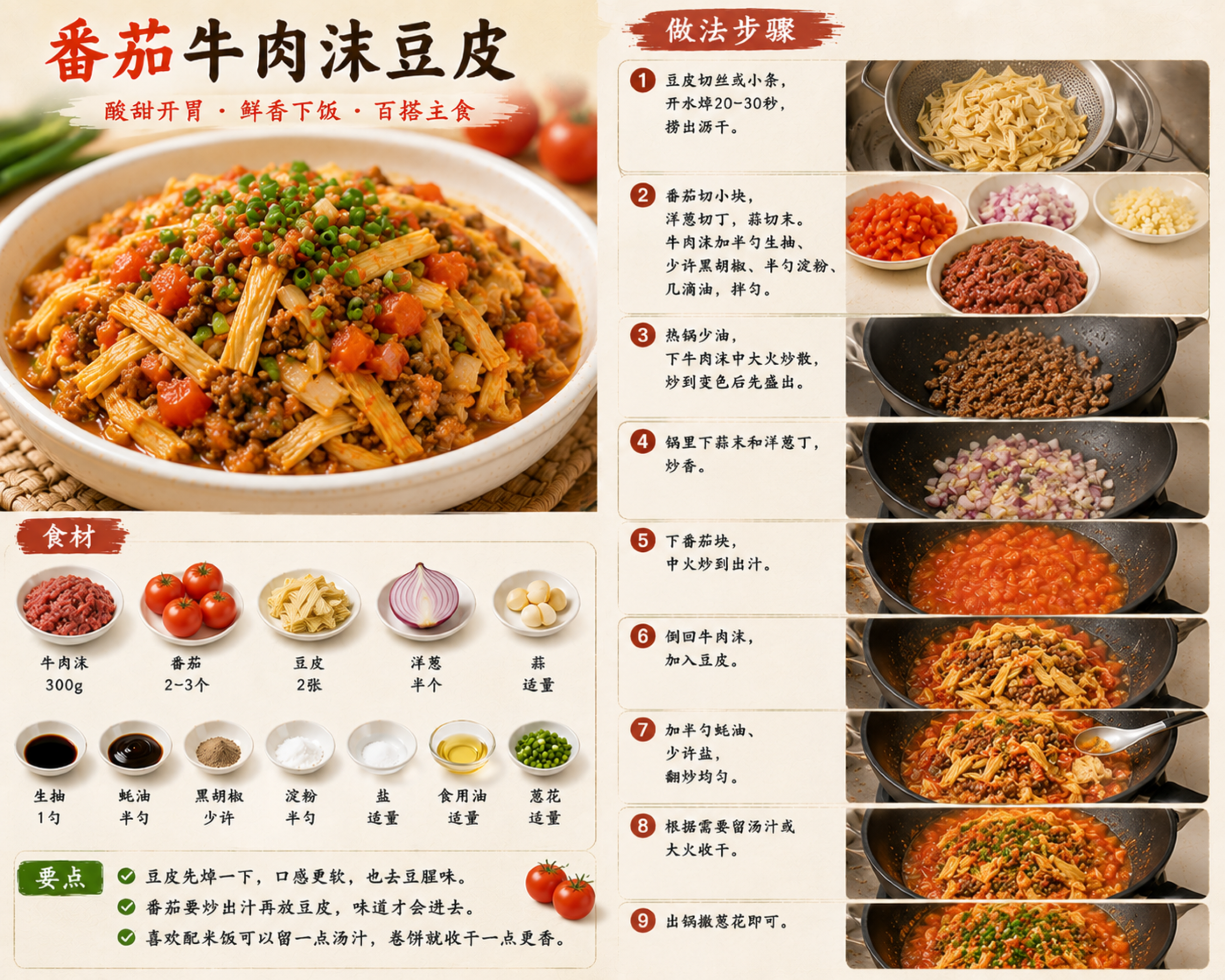 番茄牛肉沫豆皮