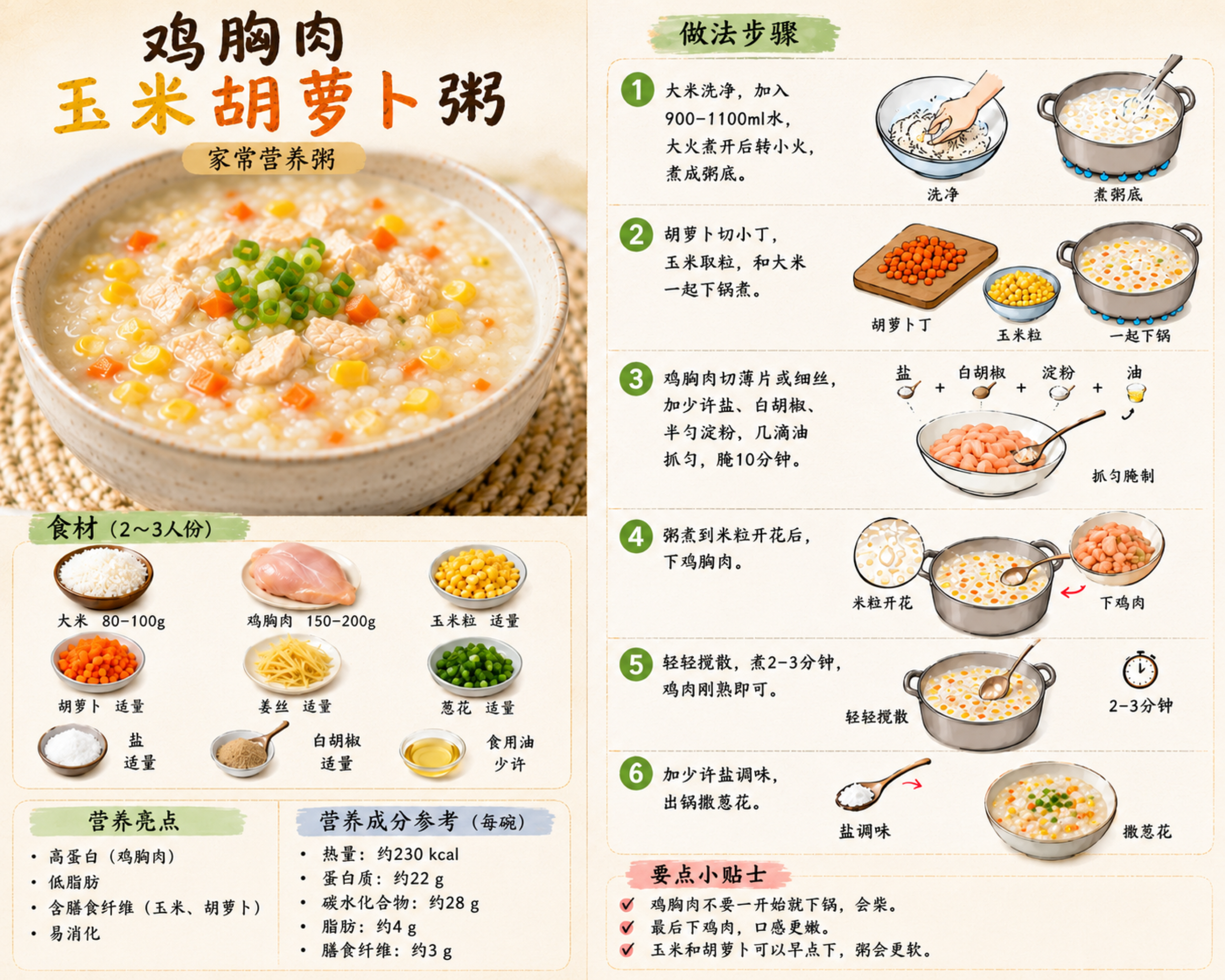 鸡胸肉玉米胡萝卜粥